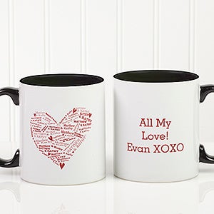 Heart of Love Personalized Coffee Mug- 11oz.- Black