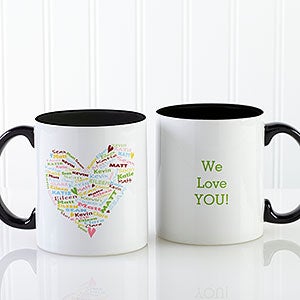 Personalized Romantic Coffee Mugs - Heart of Love - Black Handle