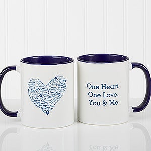 Heart of Love Personalized Coffee Mug- 11oz.- Blue