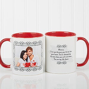 Personalized Photo Coffee Mug - My Words To You - Red Handle