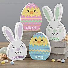 Easter Bunny  Chick Personalized Wooden Easter Decorations - 30738