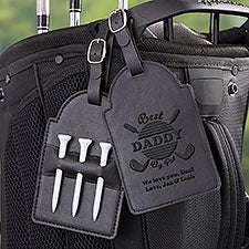 Best Dad By Par Personalized Vegan Leather Golf Bag Tag  Tee Holder - 31204