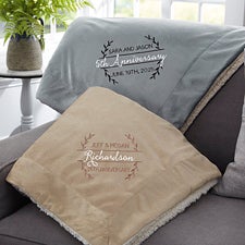 Laurel Wreath Embroidered Anniversary Sherpa Throw - 31314