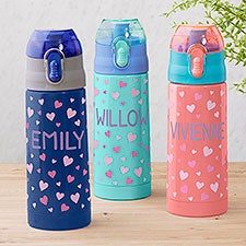 Hearts Personalized 13oz Kids Insulated Water Bottles - 31581