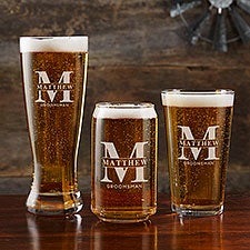 Lavish Groomsmen Wedding Engraved Beer Glasses - 31620