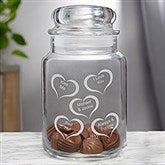 Candy Jar with Personalized Etched Hearts - Conversation Hearts Design - 3181