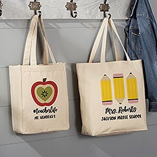 Teachers Icons Personalized Teacher Canvas Tote Bags - 32041