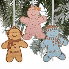 Gingerbread Family Character Personalized Wood Ornament - 32693