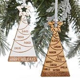 Family Christmas Tree Personalized Wood Ornament - 32699