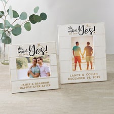 He Asked, He Said Yes Personalized Engagement Frames Shiplap - 32969