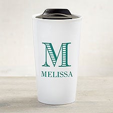 Striped Monogram Personalized Ceramic Travel Mug  - 33227