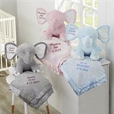 Embroidered Baby Blanket & Jumbo Plush Elephant Gift Set - 33296