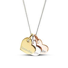 Mixed Metals Personalized 3 Heart Charm Necklace  - 33363D
