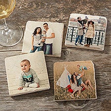 Photo Personalized Tumbled Stone Coaster Set for Family - 34305