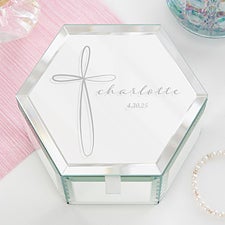 Holy Name Personalized First Communion Mirrored Jewelry Box - 34412