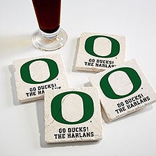 NCAA Oregon Ducks Personalized Tumbled Stone Coaster Set  - 34655