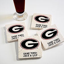 NCAA Georgia Bulldogs Personalized Tumbled Stone Coaster Set  - 34662