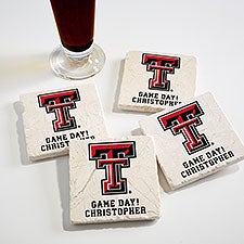 NCAA Texas Tech Red Raiders Personalized Tumbled Stone Coaster Set  - 34677