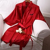 Personalized Red Satin Kimono Robe for Her - 3469