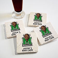 NCAA Marshall Thundering Herd Personalized Tumbled Stone Coaster Set  - 34690