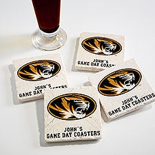 NCAA Missouri Tigers Personalized Tumbled Stone Coaster Set  - 34711