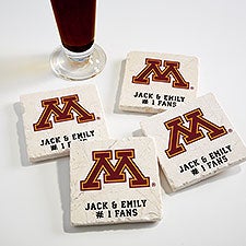 NCAA Minnesota Golden Gophers Personalized Tumbled Stone Coaster Set  - 34712