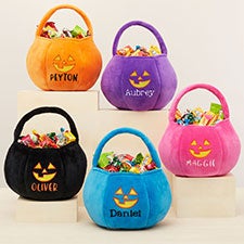 Jack-o-Lantern Embroidered Plush Halloween Treat Bag  - 36760