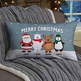 Personalized Christmas Throw Pillow - Santa and Friends - 36978