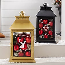 Personalized Decorative Candle Lantern - Christmas Plaid - 37398