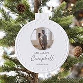 Natural Love Personalized White Enamel Photo Ornament  - 38009