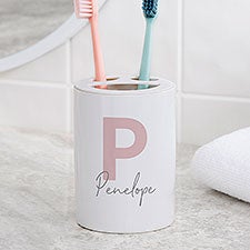 Personalized Ceramic Toothbrush Holder - Simple and Sweet - 38107