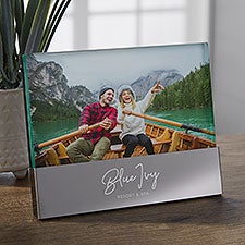 Personalized Logo Glass Block Silver Base Picture Frame - 38605