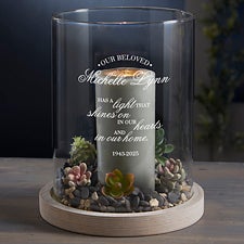 Memorial Light Personalized Hurricane with Whitewashed Wood Base  - 38675