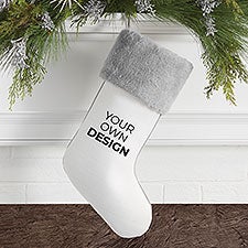 Design Your Own Personalized Grey Fur Cuff Christmas Stocking  - 40091