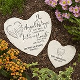 On Angel's Wings Personalized Memorial Heart Garden Stone  - 40114