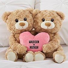 Romantic Personalized Plush Hugging Bears with Pink Heart  - 40427
