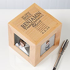 First Communion Engraved Wood Cube  - 40595