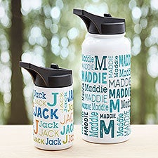 Repeating Name Personalized Double-Wall Vacuum Insulated Water Bottle  - 41129