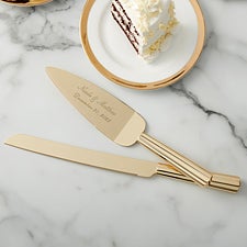 Classic Gold Engraved Cake Knife  Server Set  - 41178