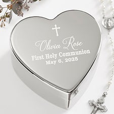 Personalized Silver Heart Keepsake Box - God Bless - 41502