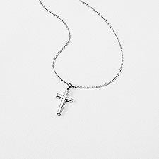 Engraved Childrens Two Tone Communion Cross Necklace - 41826