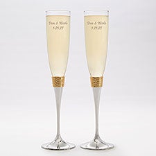 Etched Anniversary Reed and Barton Crystal Champagne Flute Set