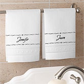 Personalized Linen Guest Towel Sets - Fleur de Lis Design - 4217