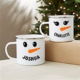 Smiling Snowman Personalized Enamel Mug - 42986