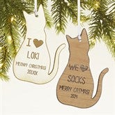 Personalized Cat Wood Christmas Ornament - 43151