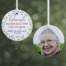 Floral Memorial Photo Personalized Ornament - 43220