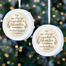 Life and Love Remembered Personalized Memorial LED Light Ornament - 43311