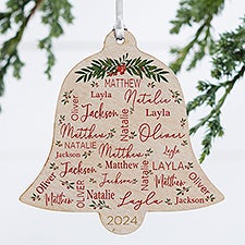 Merry Family Personalized Wood Bell Ornament - 43317