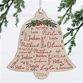 Merry Family Personalized Wood Bell Ornament - 43317