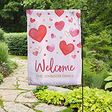 Painted Hearts Personalized Garden Flag - 44529